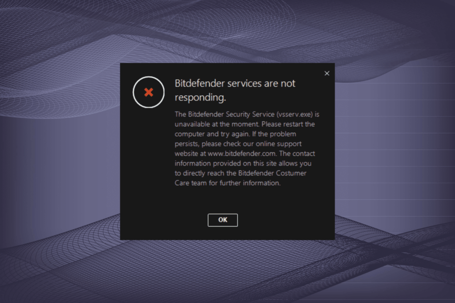 fix Bitdefender service not responding