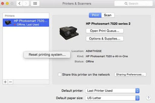 mac recognizes printer but not scanner