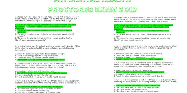 ati mental health proctored exam 2019
