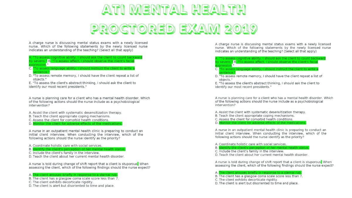Unveiling the Challenges of the ATI Mental Health Proctored Exam 2019