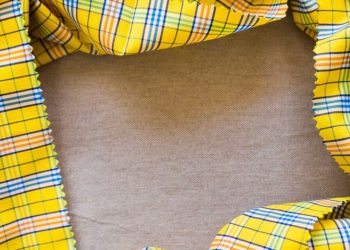 Gingham Fabric Miro Lithograph on Cloth