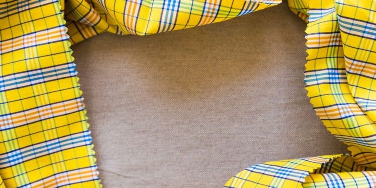 Gingham Fabric Miro Lithograph on Cloth